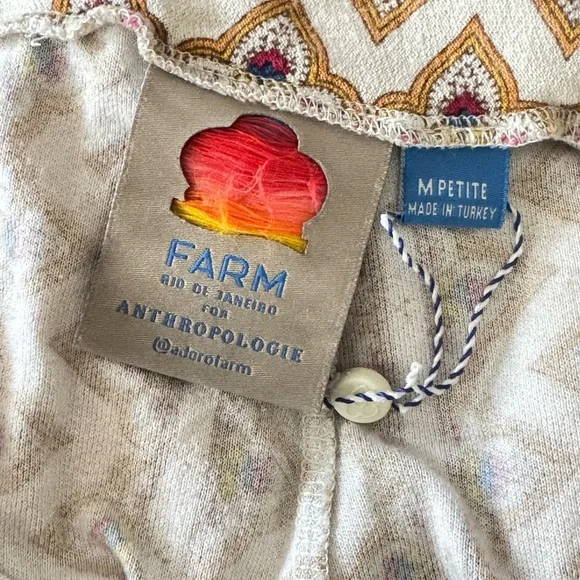 FARM RIO Anthropologie Cream and Brown Wide-Leg Pants Size Medium Petite - Picture 5 of 7